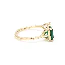 Emerald and Emerald Cut Diamond Open Ring