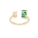 Emerald and Emerald Cut Diamond Open Ring