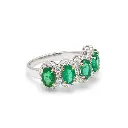 Emerald and Diamond Oval Five Stone Ring