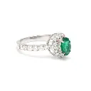 Emerald Oval Diamond Halo Ring