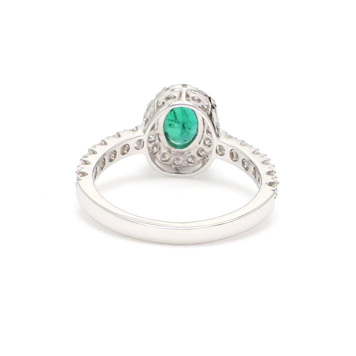 Emerald Oval Diamond Halo Ring