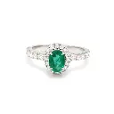 Emerald Oval Diamond Halo Ring