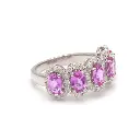 Pink Sapphire Oval Diamond Five Stone Ring