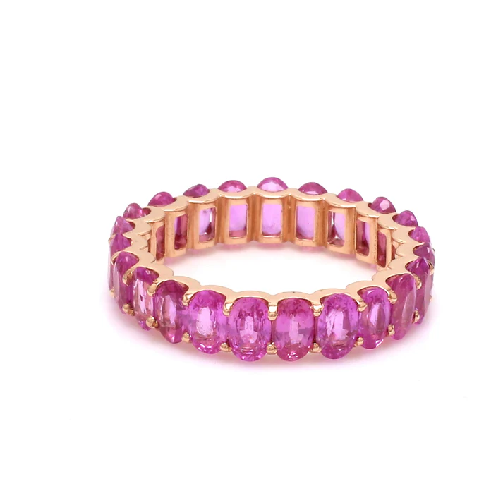 Pink Sapphire Oval Cut Eternity Band Ring