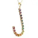 Rainbow Gemstone J Letter Pendant