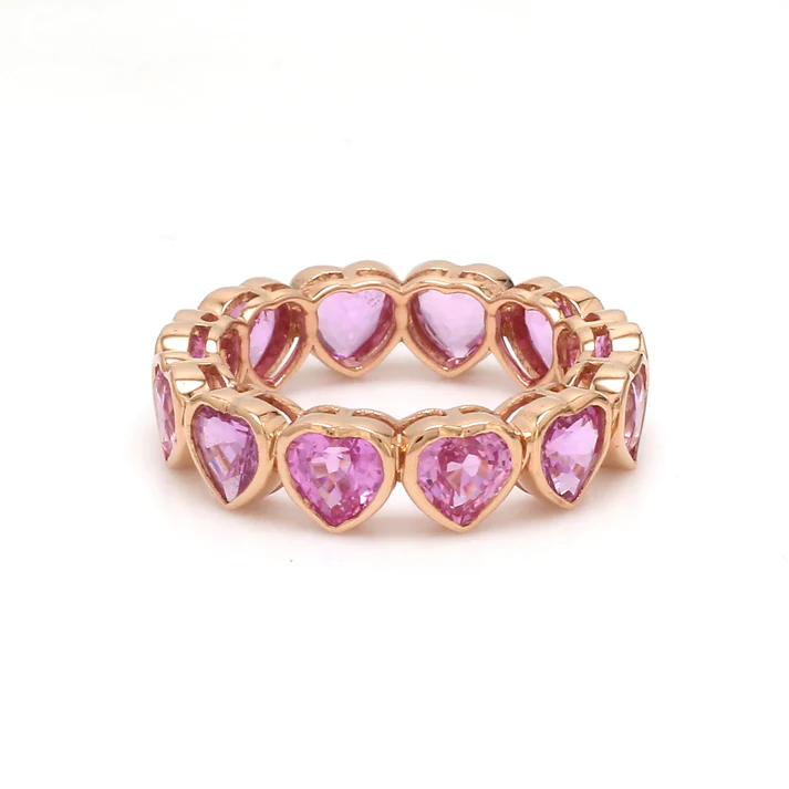 Pink Sapphire Heart Bezel Set Ring