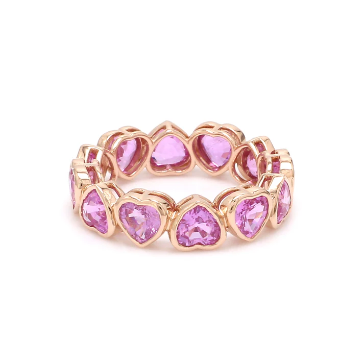 Pink Sapphire Heart Bezel Set Ring