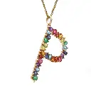 Rainbow Gemstone P Big Pendant