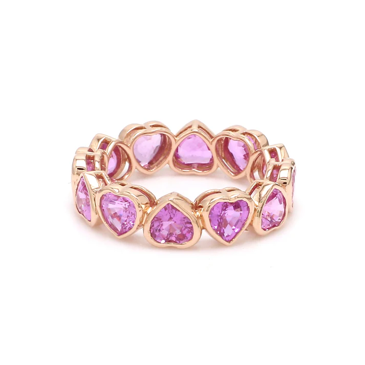 Pink Sapphire Heart Bezel Set Ring