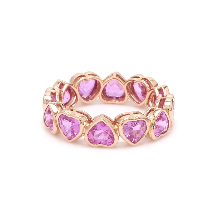 Pink Sapphire Heart Bezel Set Ring