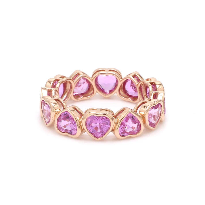 Pink Sapphire Heart Bezel Set Ring