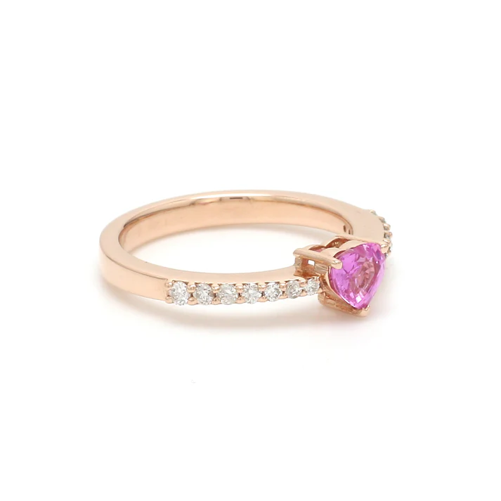 Pink Sapphire Heart Solitaire Ring