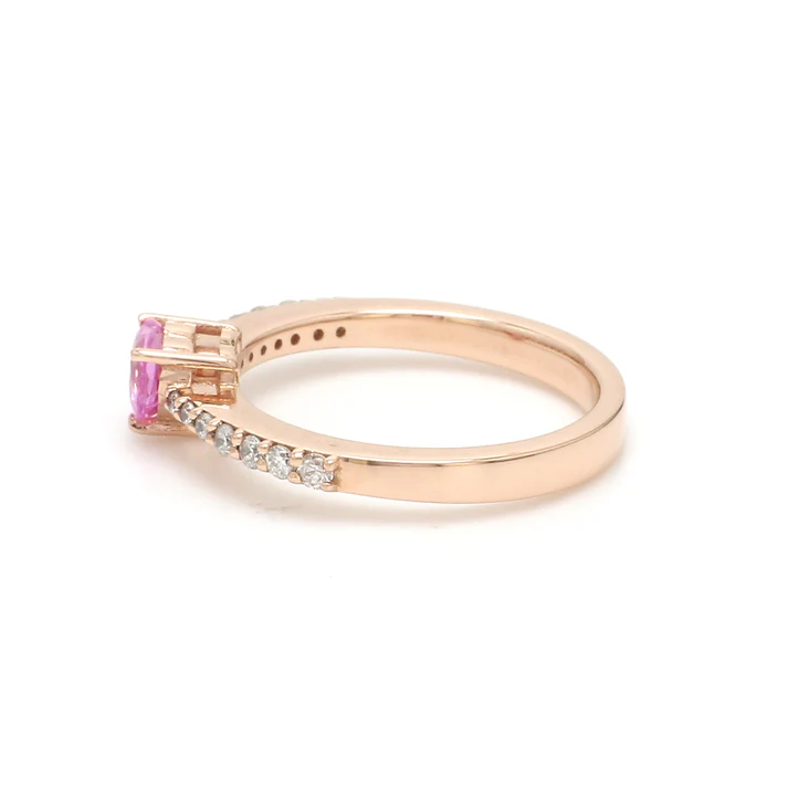 Pink Sapphire Heart Solitaire Ring