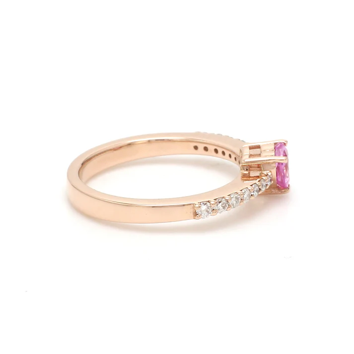 Pink Sapphire Heart Solitaire Ring