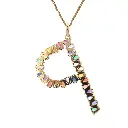 Rainbow Gemstone P Big Pendant