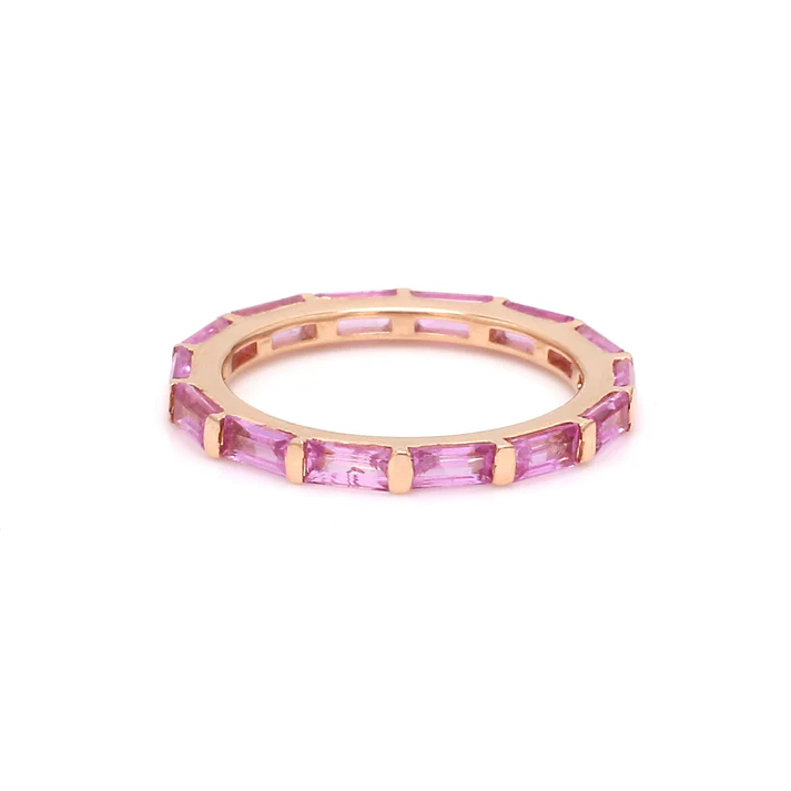 Pink Sapphire Horizontal Baguette Ring