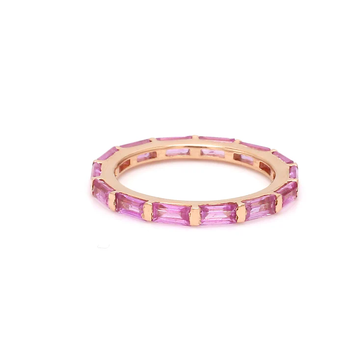 Pink Sapphire Horizontal Baguette Ring