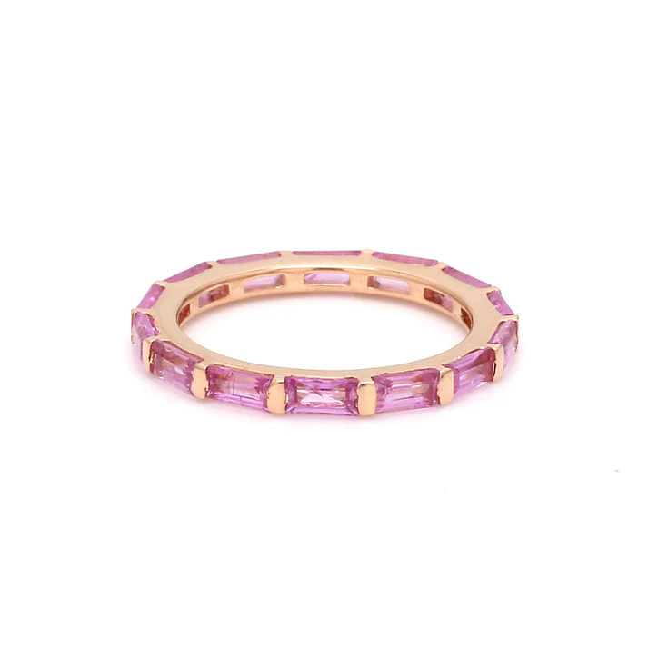 Pink Sapphire Horizontal Baguette Ring