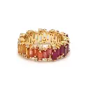 Rainbow Gemstone and Diamond Zig Zag Ring