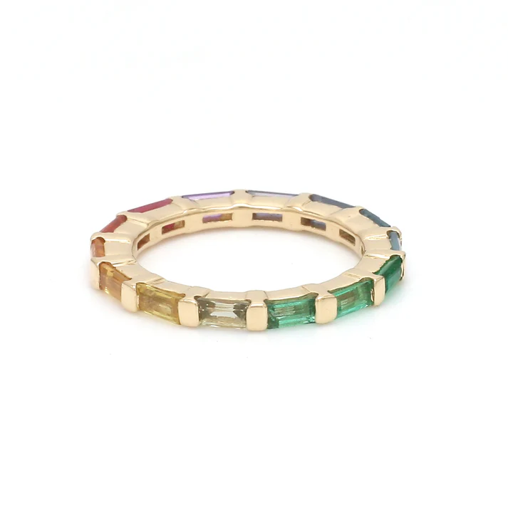 Rainbow Gemstone Bar Set Ring