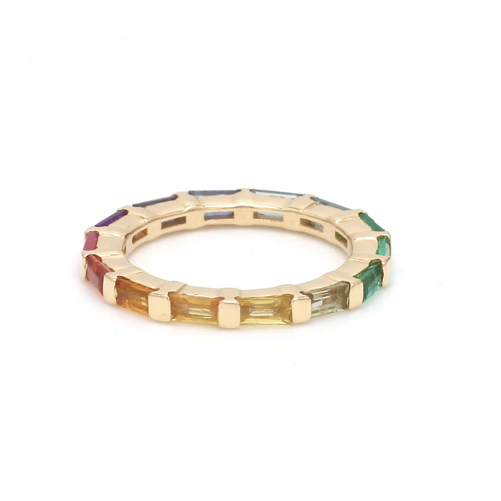 Rainbow Gemstone Bar Set Ring