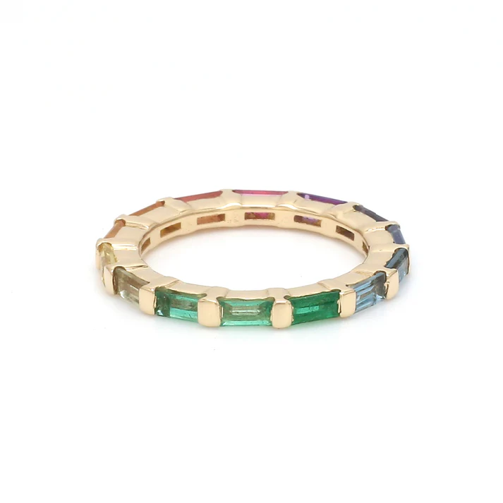 Rainbow Gemstone Bar Set Ring