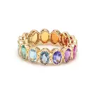 Rainbow Gemstone Bezel Set Oval ring