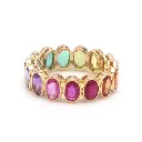 Rainbow Gemstone Bezel Set Oval ring