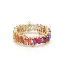 Rainbow Gemstone Diamond Zig Zag Ring