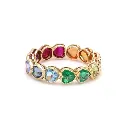 Rainbow Gemstone Heart Bezel Set Ring