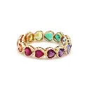 Rainbow Gemstone Heart Bezel Set Ring