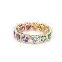 Rainbow Gemstone Heart Bezel Set Ring