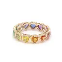 Rainbow Gemstone Heart Bezel Set Ring