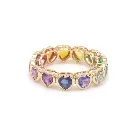 Rainbow Gemstone Heart Bezel Set Ring