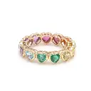 Rainbow Gemstone Heart Bezel Set Ring