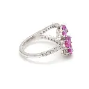 Pink Sapphire Diamond Three Pear Ring