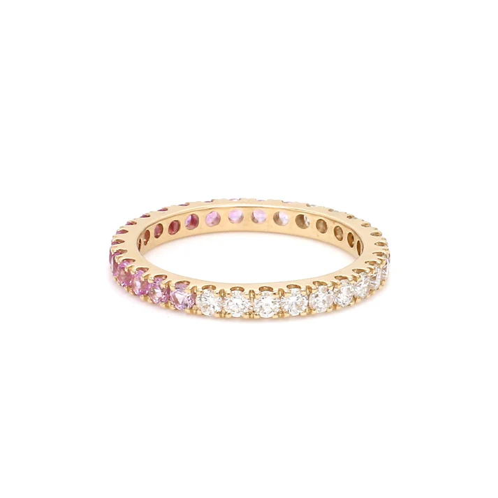 Pink Sapphire Diamond Half & Half Ring