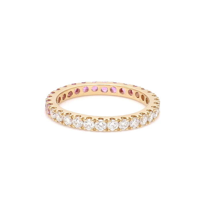 Pink Sapphire Diamond Half & Half Ring