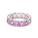 Pink Sapphire Emerald cut Diamond Eternity Band Ring