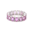 Pink Sapphire Emerald cut Diamond Eternity Band Ring