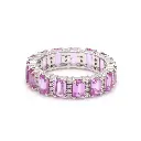 Pink Sapphire Emerald cut Diamond Eternity Band Ring