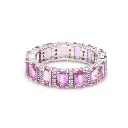 Pink Sapphire Emerald cut Diamond Eternity Band Ring