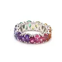 Rainbow Gemstone Pear Upside Down Ring