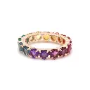 Rainbow Gemstone Prong Set Heart Ring