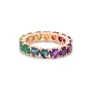 Rainbow Gemstone Prong Set Heart Ring