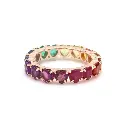 Rainbow Gemstone Prong Set Heart Ring