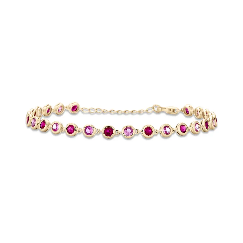 Ruby & Pink Sapphire Bubble Link Bracelet