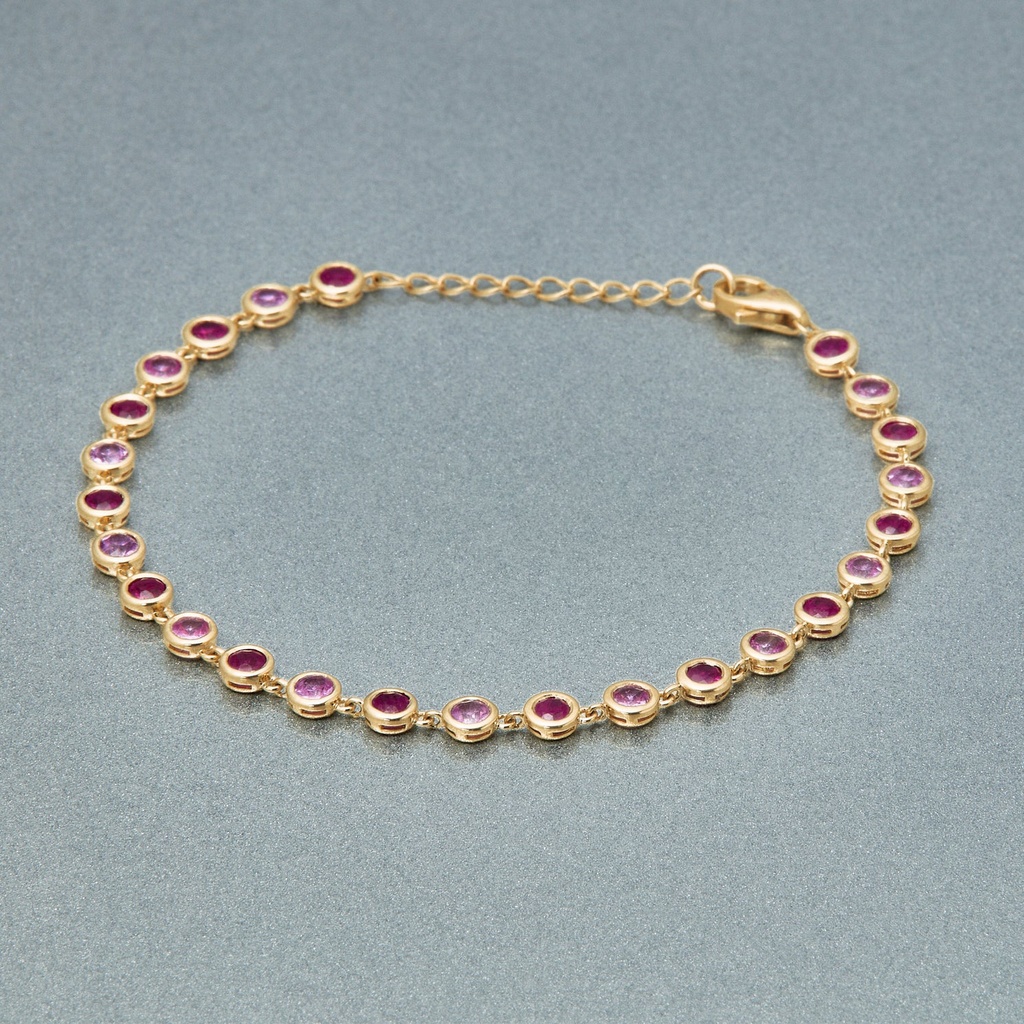 Ruby & Pink Sapphire Bubble Link Bracelet