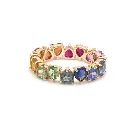 Rainbow Sapphire Prong Set Alternate Heart Ring