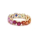 Rainbow Sapphire Prong Set Alternate Heart Ring